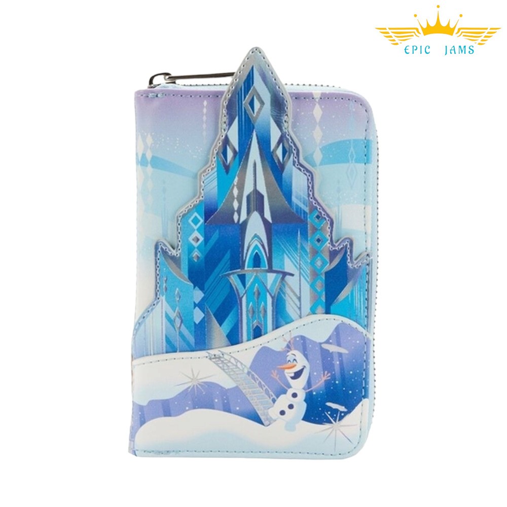 Loungefly Disney Frozen Princess Elsa Castle Zip Around Blue Wallet New